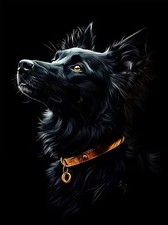 Black Border Collie Painting