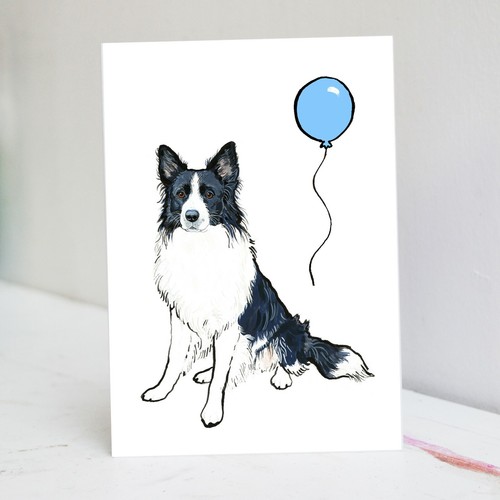 Border collie birthday card - collie,